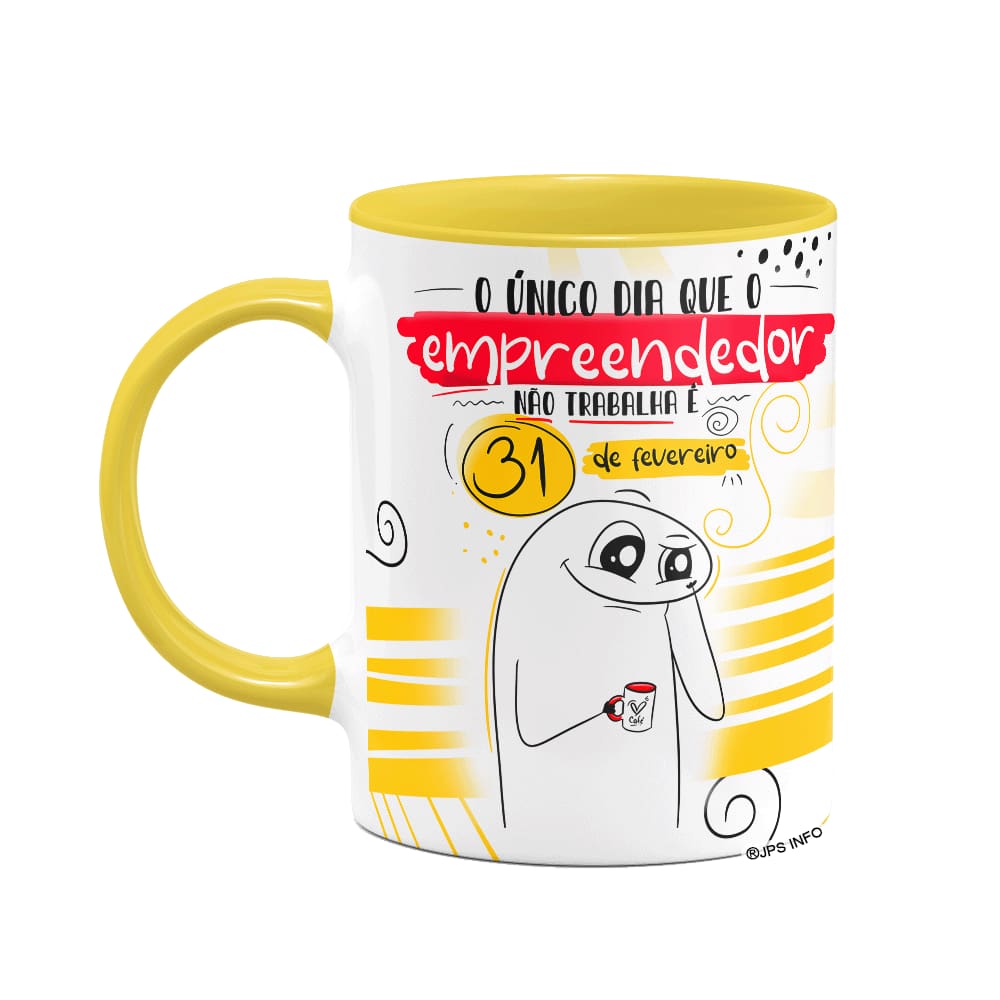 Caneca Flork Empreendedor - Único dia sem trabalhar B-yellow