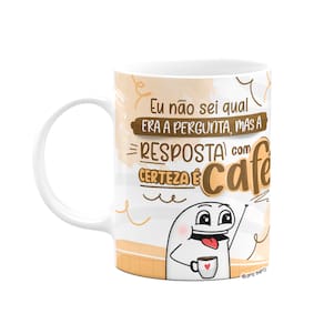 Caneca Flork Divertida - A resposta é café! - Branca