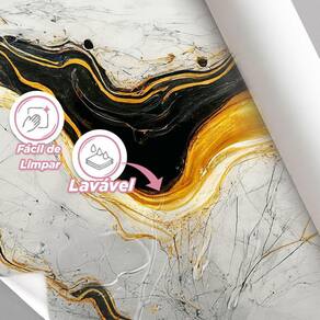 Papel De Parede Painel 3D Mármore Branco Preto Dourado 4M