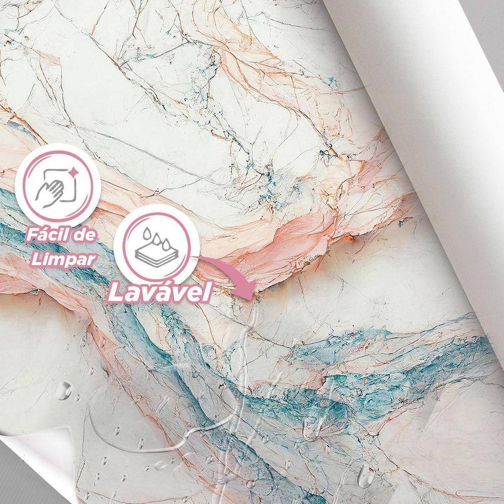 Papel De Parede Painel 3D Mármore Rosa E Azul Brilhoso 1,5M