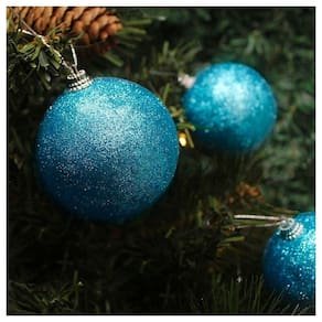 Kit 2 Bolas Enfeite Natalino árvore Natal Glitter Azul 70mm