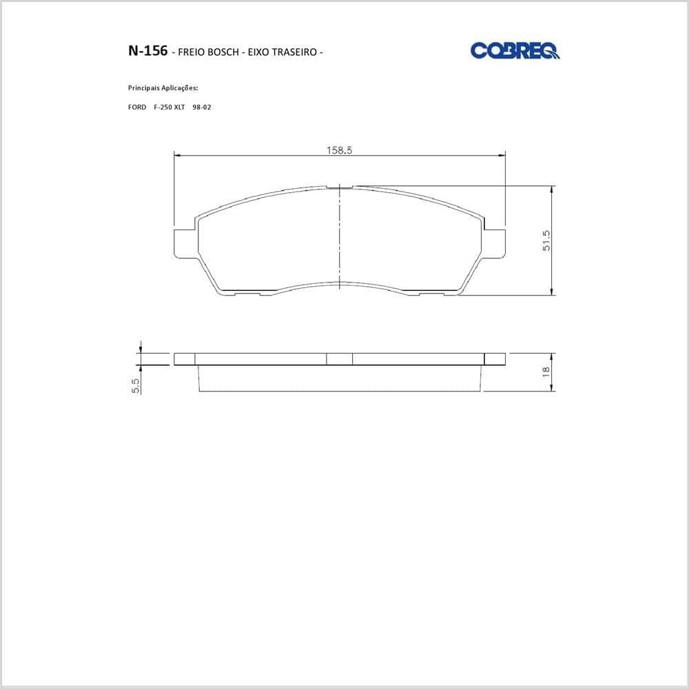 Pastilha de Freio Cobreq N-156 Ford F250 de 1998 até 2002