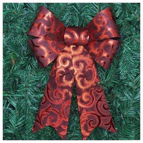 Enfeite árvore Natal Laço Vermelho Camurça 31 Cm