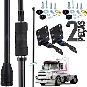 2 Antena Px Prolongador Mini Argentina Black 200w 1,08m Suporte Capô Scania 112 113h Parafusos