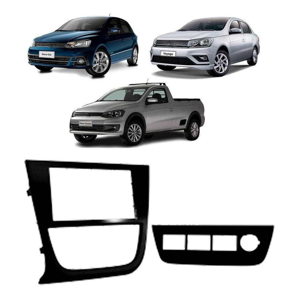 Moldura 2 Din Vw Gol/Voyage/Saveiro 4 Botões Preto Fosco