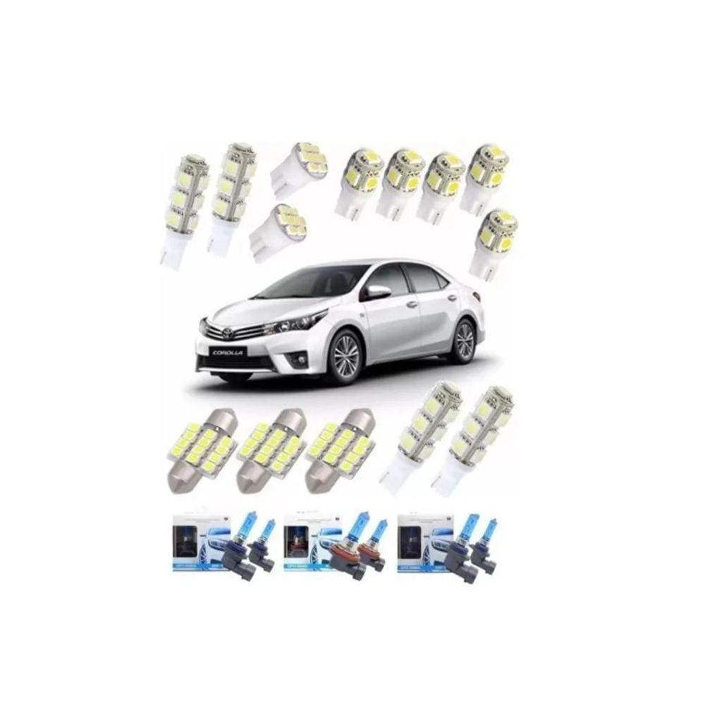 Kit Lâmpada Super Branca + Led Corolla 2018 2019 Tech One