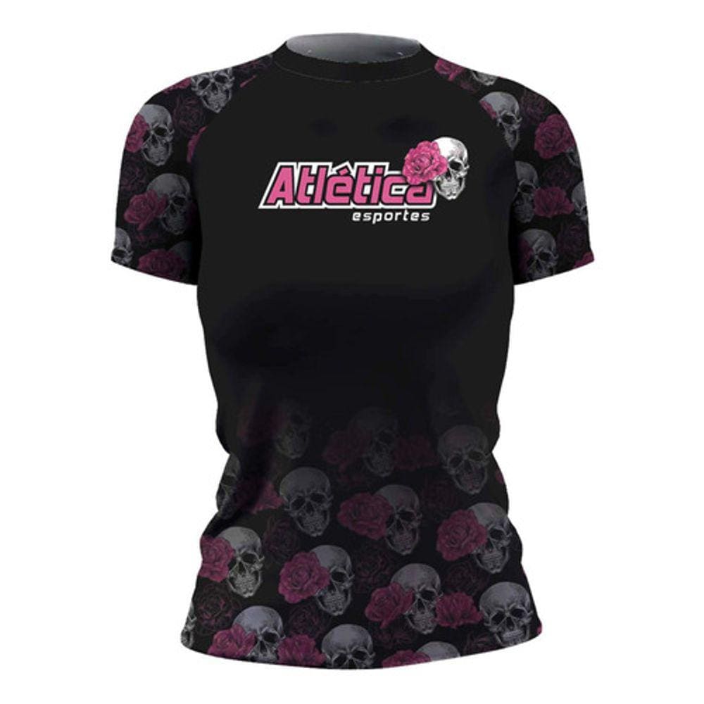 Rash Guard Pink Skull Feminina MC Atlética Esportes