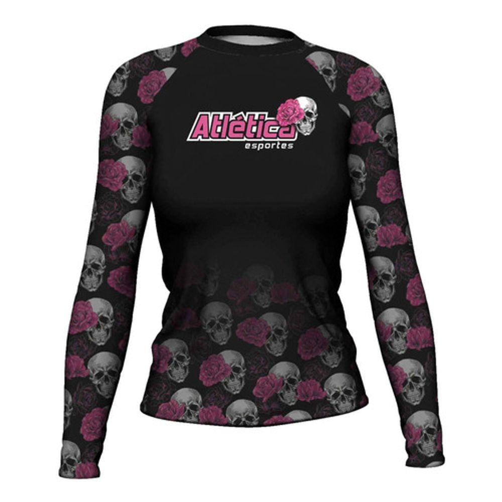 Rash Guard Pink Skull Feminina Atlética Esportes