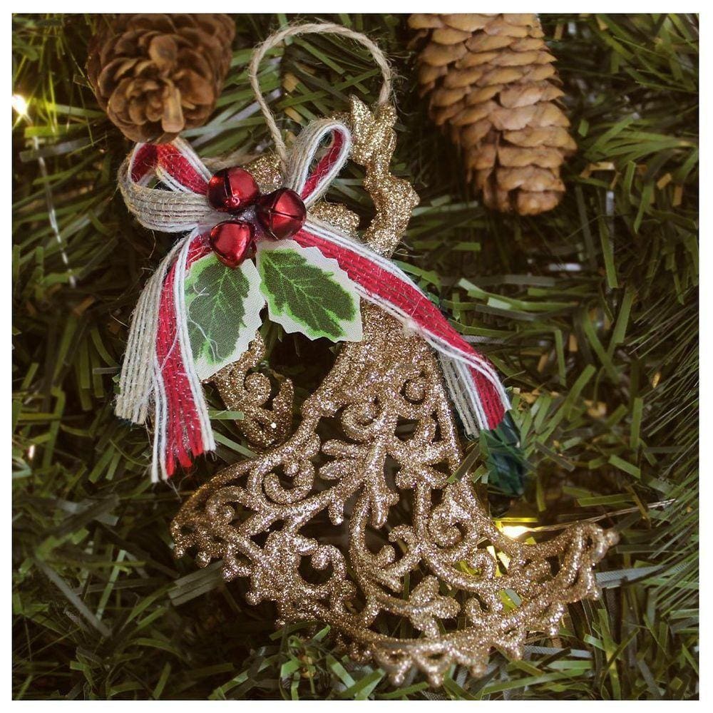 Kit 8 Enfeite Pendente árvore Natal Anjo Dourado 12,5cm