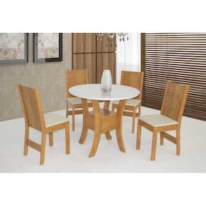 Conjunto Mesa Ayla com Tampo Redondo 4 Cadeiras São Carlos