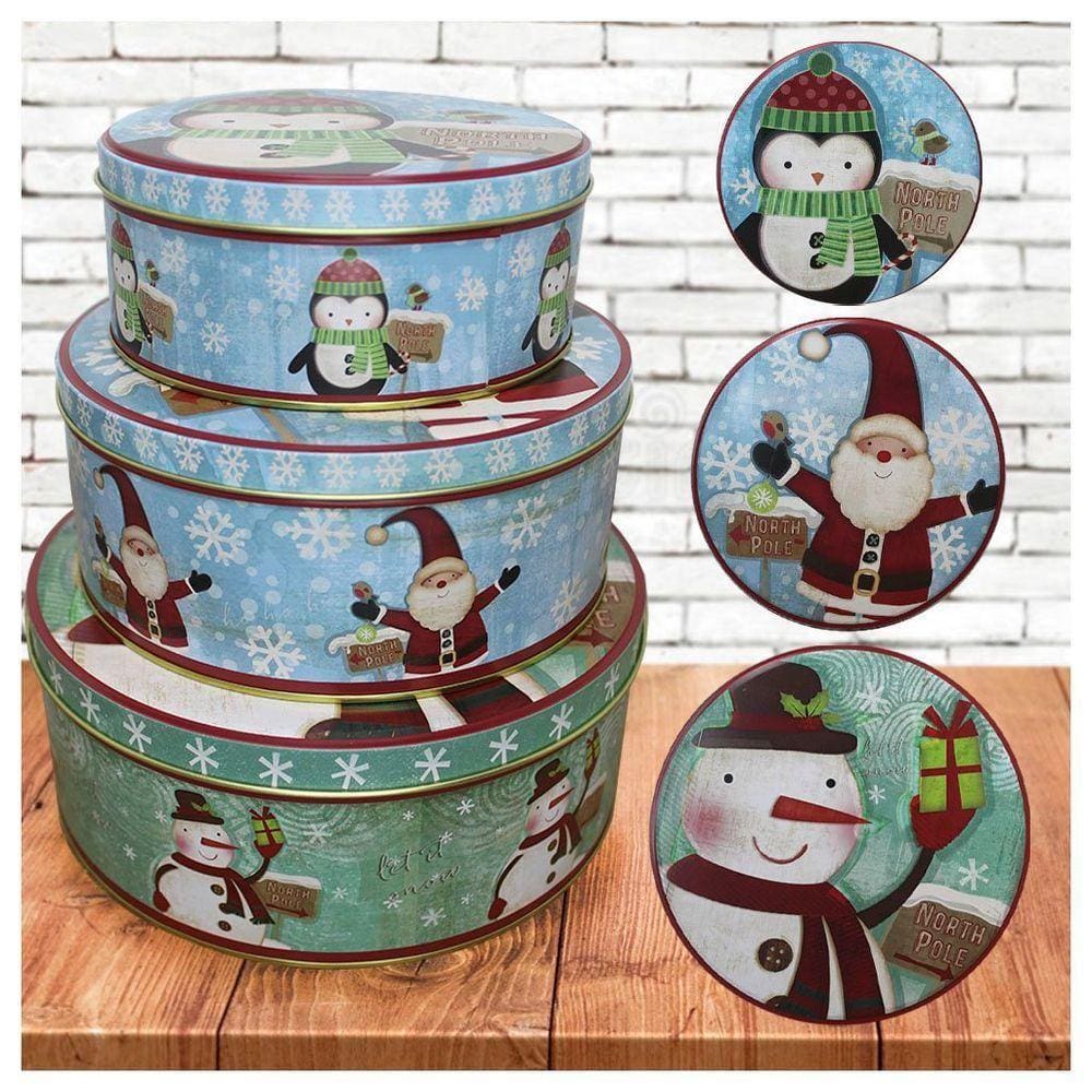 Conjunto De Latas Natalinas Turma Do Polo Norte Para Doces Chocolates