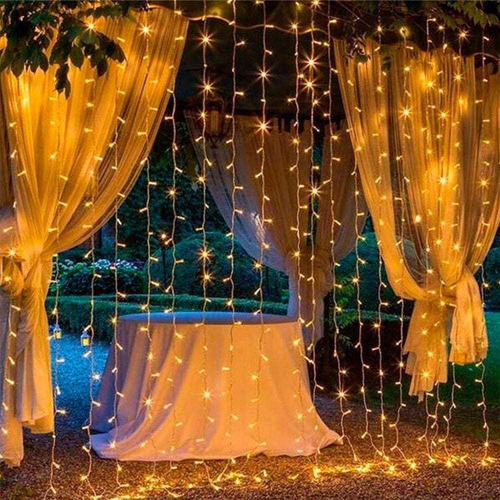 Cascata De Natal 520 Led Luz Amarela 8 Funções 5x2m 220v