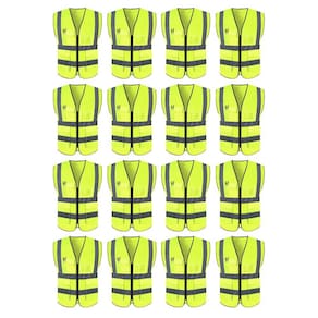 Colete Sinalizador Faixa Refletivo Kit 18 Unidades Segurança EPI Trabalho Obra Bolso Ziper Blusao Fluorescente