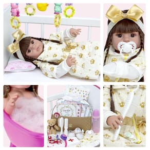 Boneca Bebê Reborn Realista Linda 16 Itens Bolsa Maternidade
