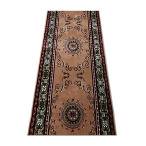 Tapete Passadeira Belga Aveludado Mandala Bege 60x400Cm