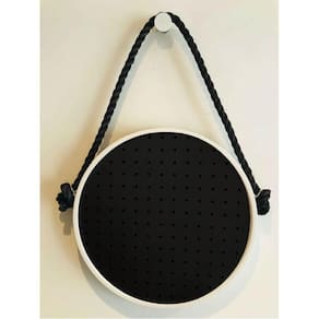 Pegboard Adnet  Branco Couro Preto Fundo Preto  40 cm Redondo