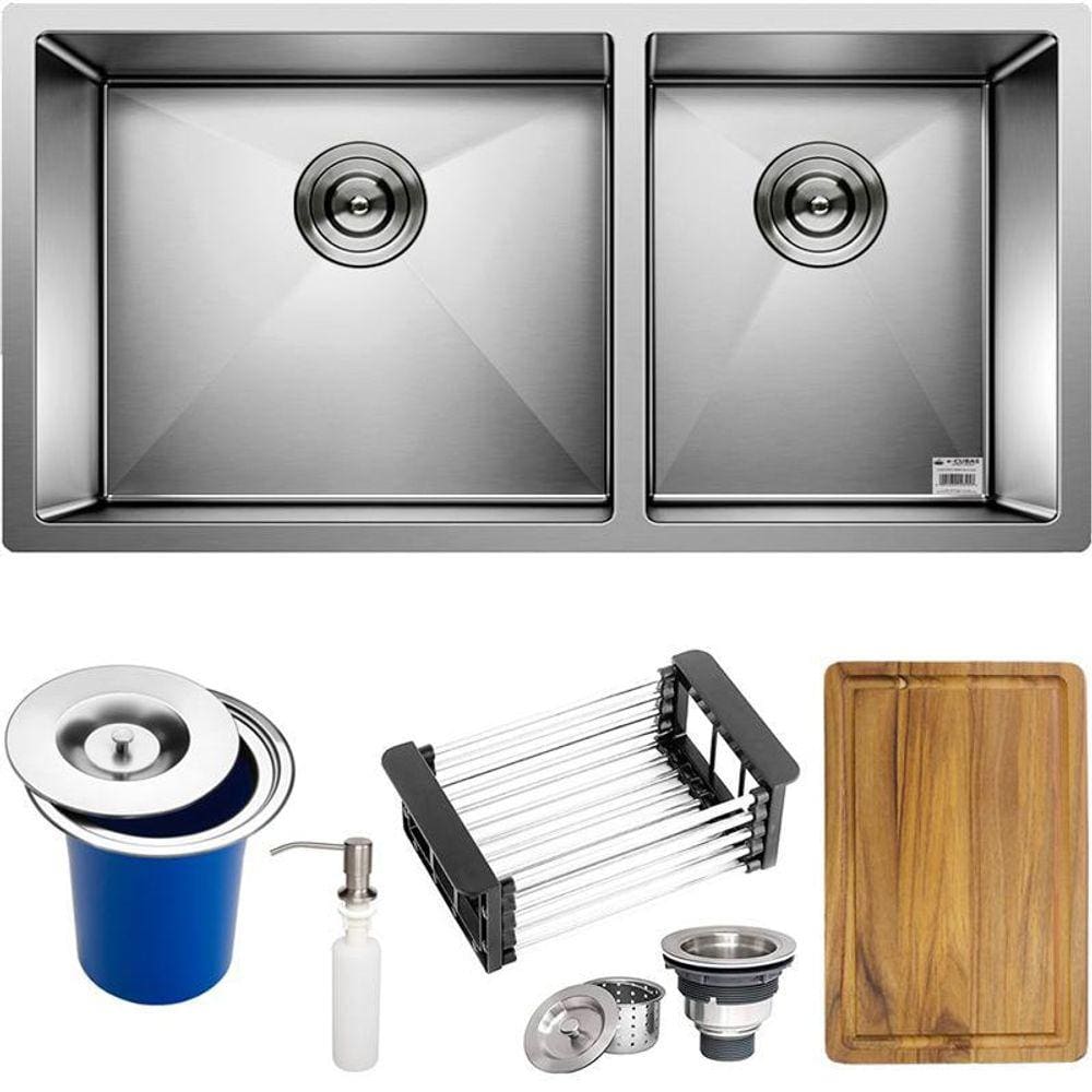 Cuba Dupla Quadrada Inox 304 Cozinha Embutir Gourmet 9040