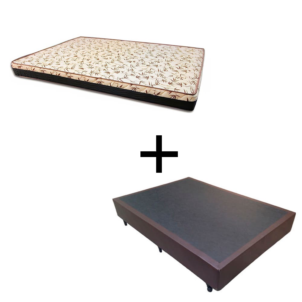 Cama Box Casal 138 Tecido Sintético Marrom Com Colchão Praia Bello Box - D28 Amarelo 57x138x188
