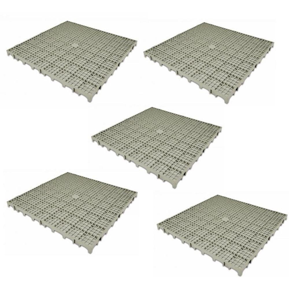 Piso Plástico Cinza 50x50 - kit 05 peças