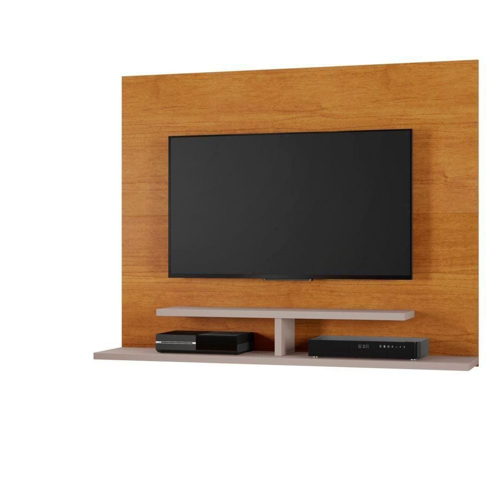 Painel Sion Com Prateleira 02 Nichos Para Tvs De Até 56 Polegadas Jcm Moveis Cinamomo/Off White