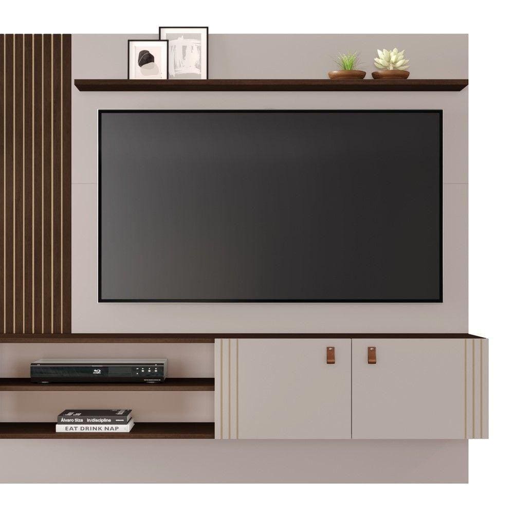 Painel Para Tv Ate 65 Polegadas Preciso Jcm Movelaria Off White/Café