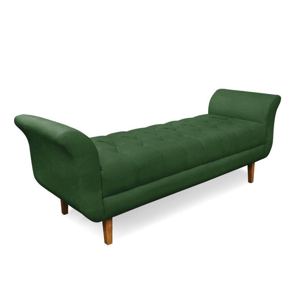 Recamier Olinda Suede Verde 160 Cm Pés Chanfrado Castanhos - D`rossi