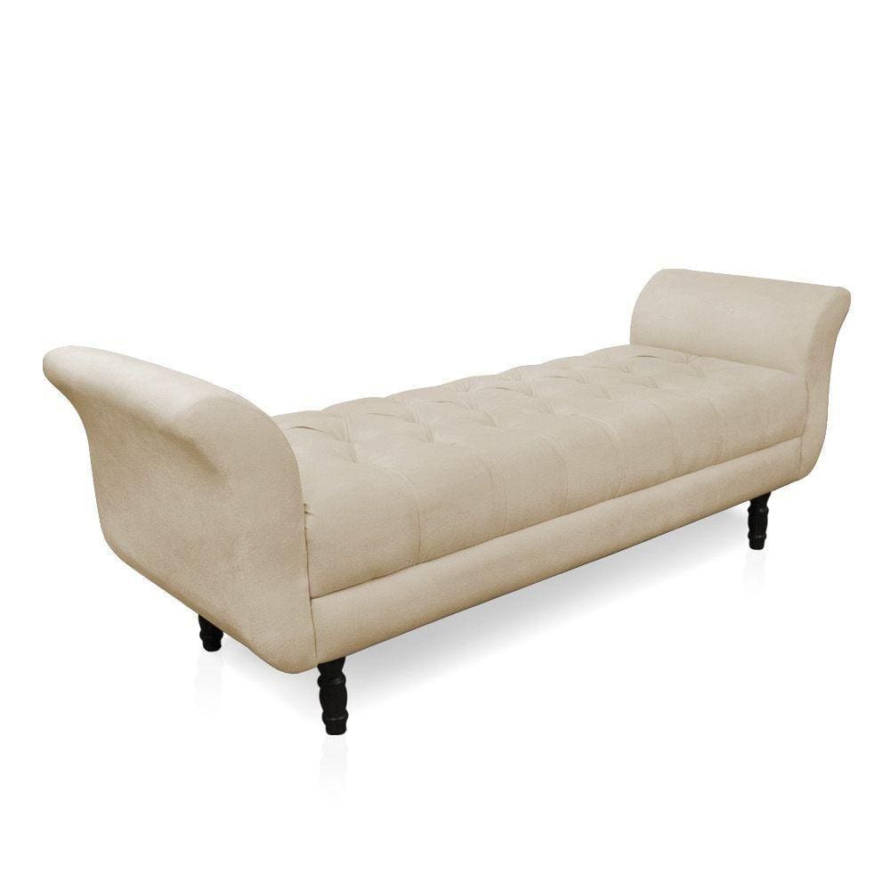 Recamier Olinda Suede 160 Cm Pés Torneados Castanhos - D`rossi Cor Bege