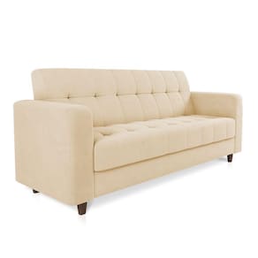 Sofá 03 Lugares Arezzo Suede Pés Chanfrado Tabaco - D`rossi Cor Bege