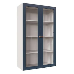 Armário Aéreo 2 Portas 135cm com Porta de Vidro Arizona CabeCasa MadeiraMadeira Branco/Azul