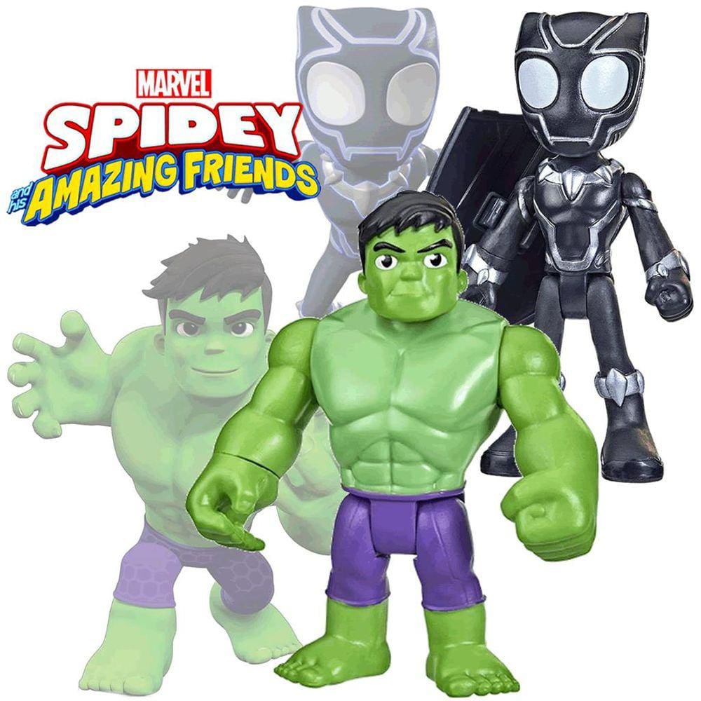 Bonecos Hulk e Pantera Negra Spidey Amazing Friends