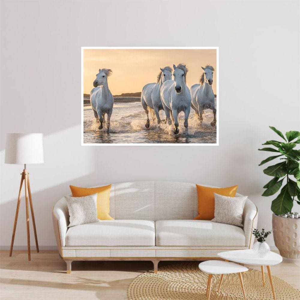 Quadro Canvas Decorativo para Sala Cavalos 70x90