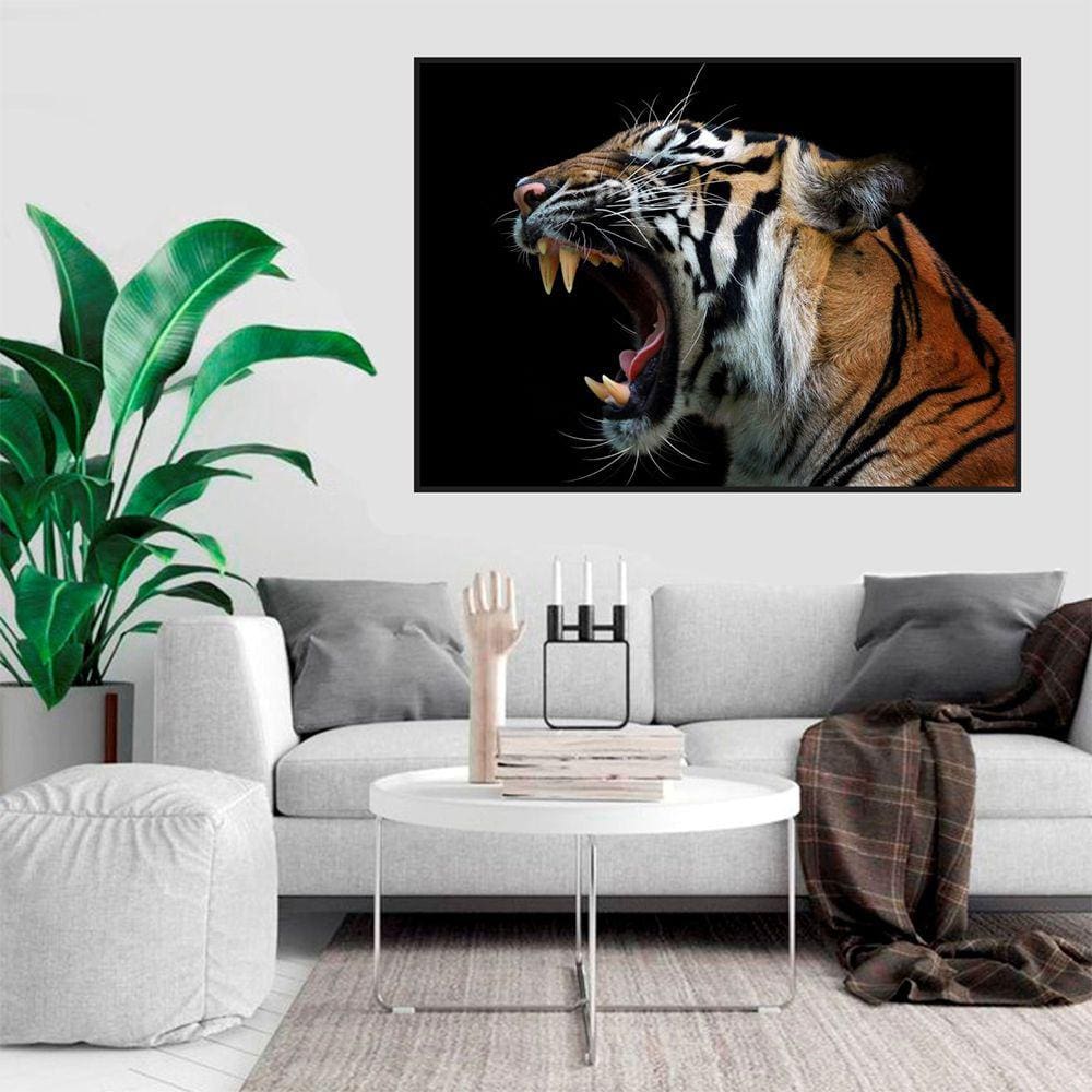 Quadro Canvas Decorativo para Sala Rugido do Tigre 80x1,00