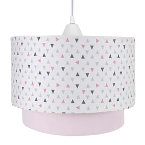 Lustre Tubular Duplo Triângulos Rosa Quarto Bebê Infantil
