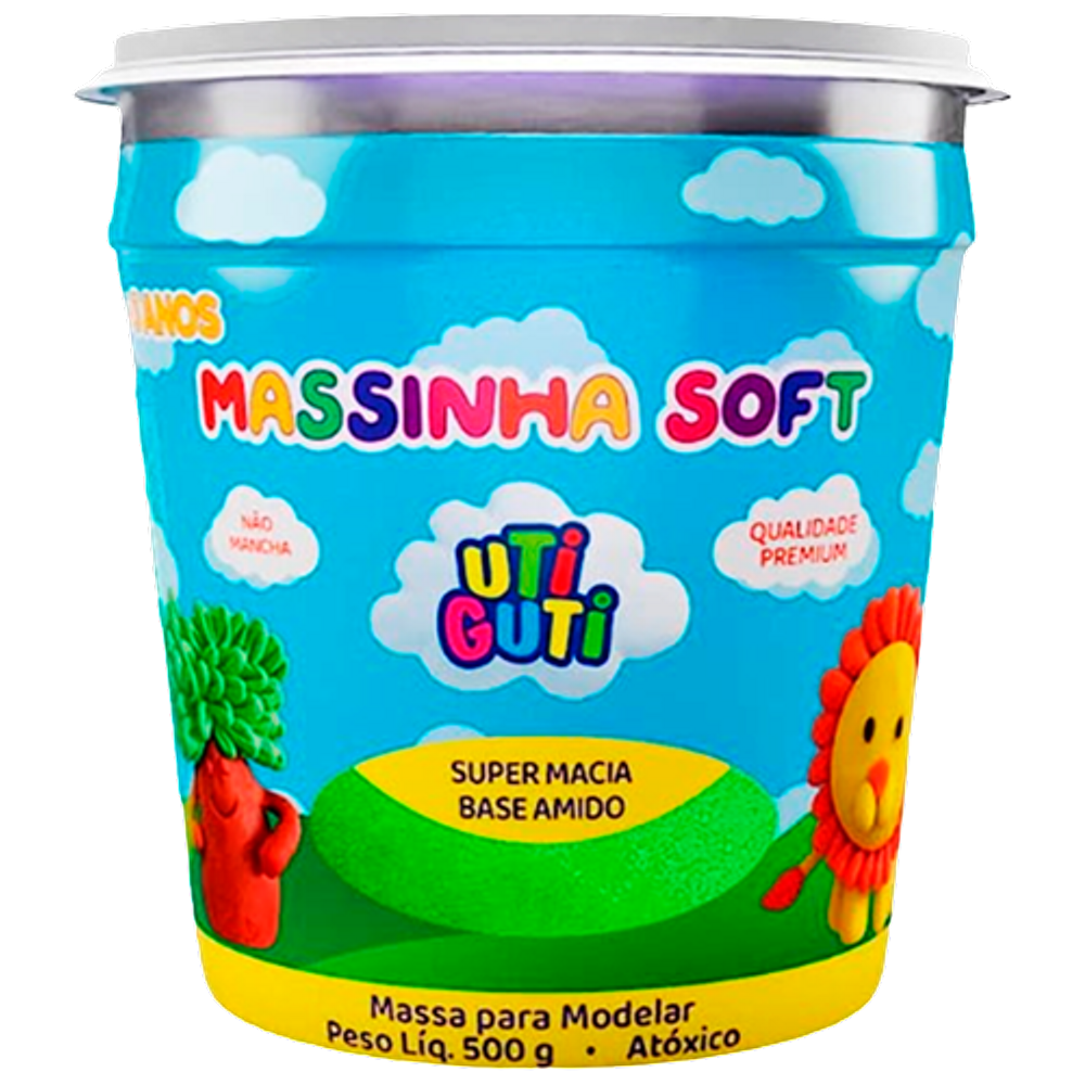 Pote massa de modelar 500g Verde Claro Massinha Uti GuTi