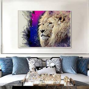 Quadro Canvas Decorativo para Sala Lion In Color 50x70