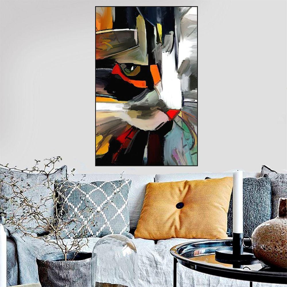 Quadro Canvas Decorativo para Sala Gato Pintura 1 90x70