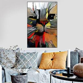 Quadro Canvas Decorativo para Sala Gato Pintura 2 42x30