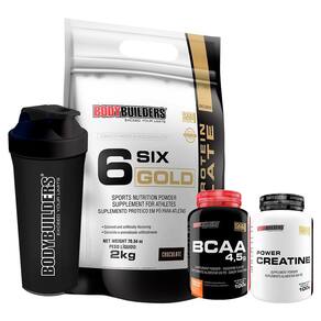 Kit Whey Six Isolate Gold 2Kg+ Creatina 100G+ Bcaa 100G