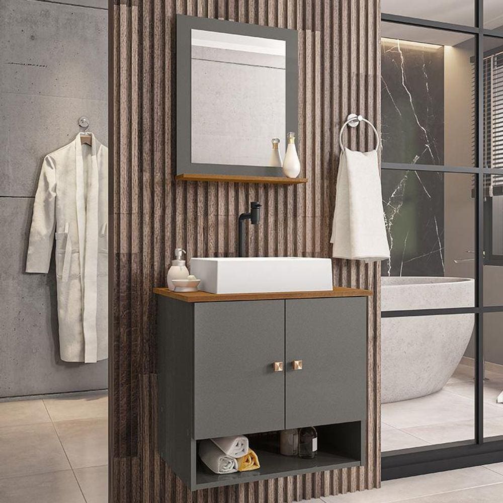 Gabinete Banheiro Deli Torino Bco Torneira Valv Click Black
