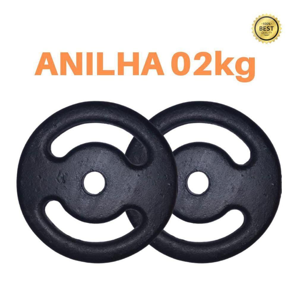 Kit 2 X Anilhas Super Premium De 2Kg Ferro Pintada