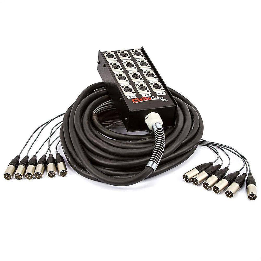 Medusa 12 Vias Com Conectores Xlr Neutrik - 90 Metros