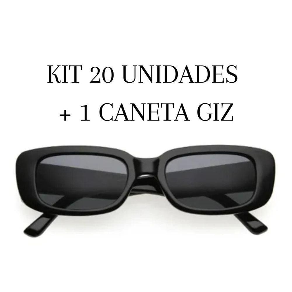 Kit 20 Óculos De Sol Retrô Preto + Caneta Giz Líquido Oferta