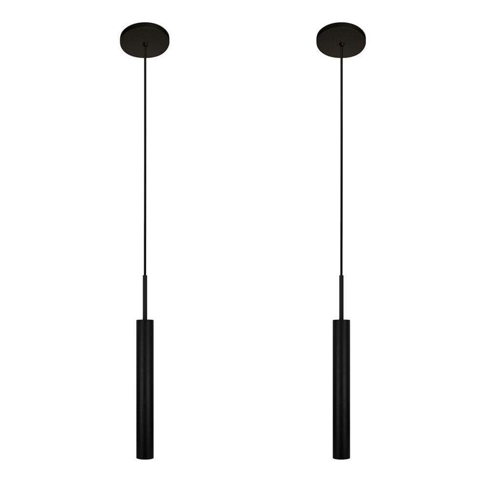 Kit 2 Pendentes Luminária Teto Tubo Sala Cama Preto 40Cm