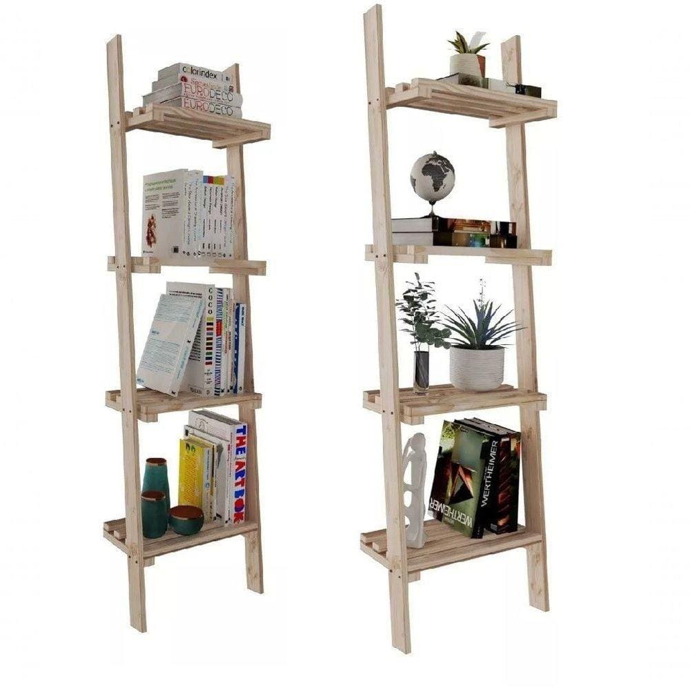 Kit 2 Estantes 132x50cm Design Clássico Madeira Reflorestamento