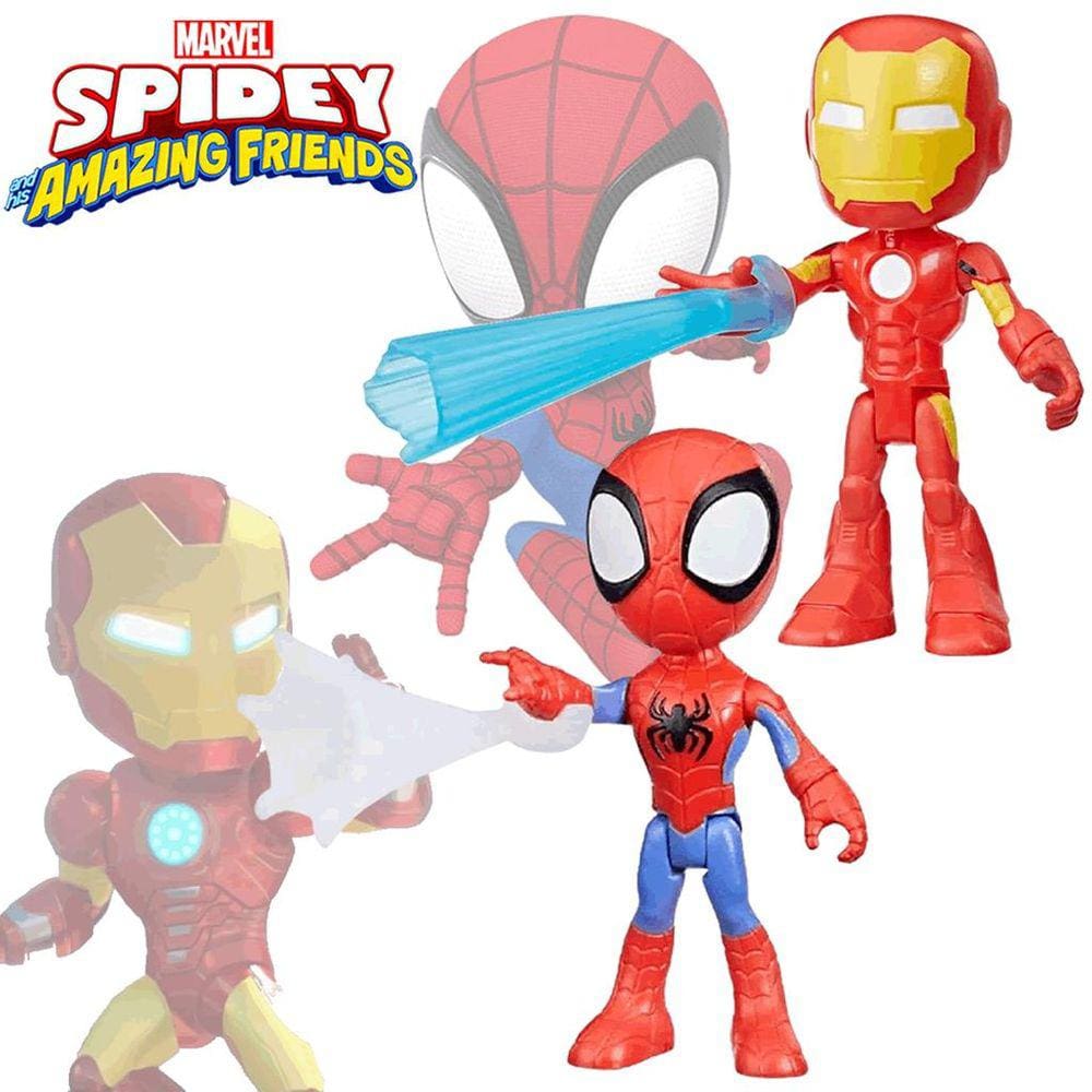 Bonecos Homem Aranha e Homem de Ferro Spidey Amazing Friends