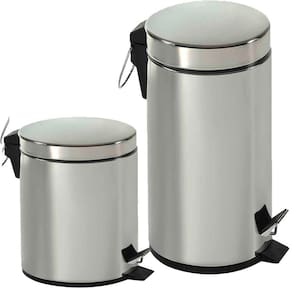 Kit 2 Lixeira Inox Banheiro Pedal E Balde 3 E 12 Litros