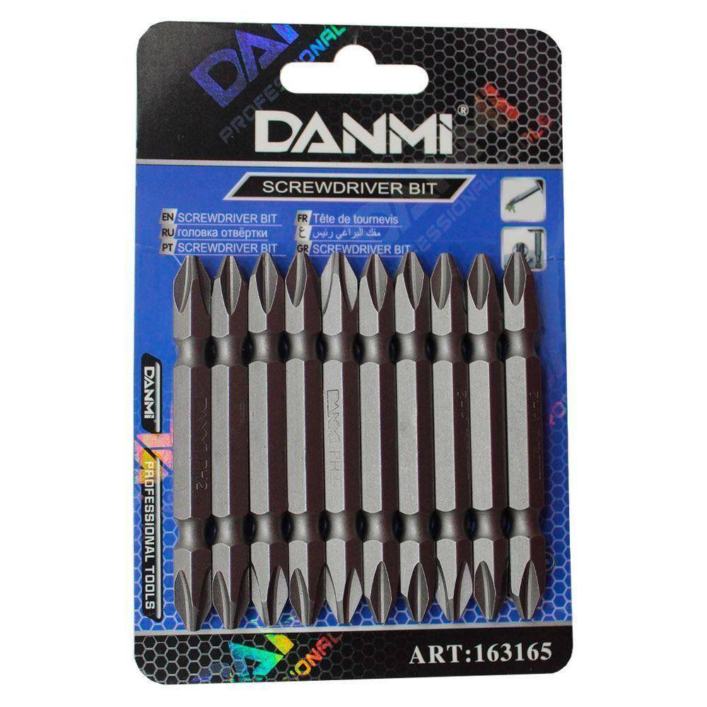 Conjunto De Ponteira Pontas Duplas Chave Phillips Ph2 10 Peças Danmi®