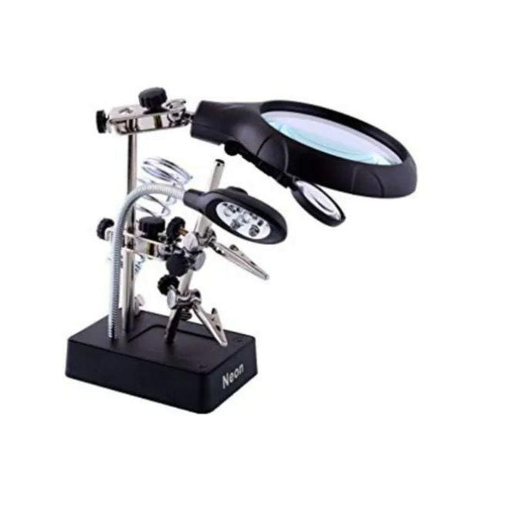Lupa Leds Mesa Bancada Cabeceira Estante Garra Solda