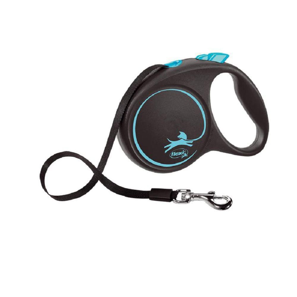 Guia Flexi Black Design Fita Grande 5M - Azul Para Cães