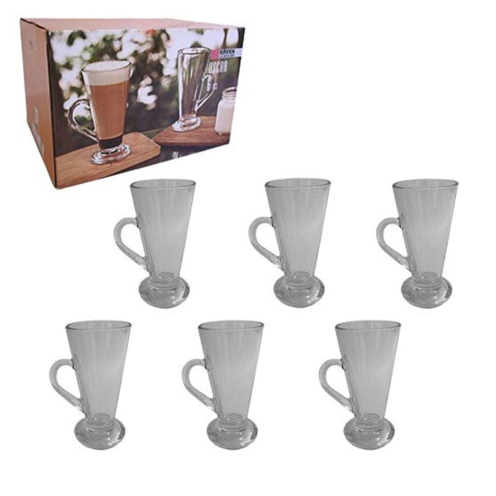 Jogo de Caneca Taça Para Café Cappuccino Chocolate Vidro 250